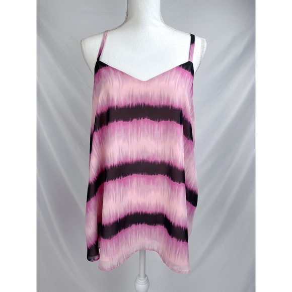 torrid Tops - Torrid Women Sz 0 Sophie Pink Striped Spaghetti Strap Blouse Top Layered‎